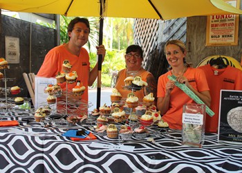Cupcake Raffle volunteers Pete Kammerer, Lisa Grabowski with 50/50 Drawing ticket keeper Karolina Calderwood.